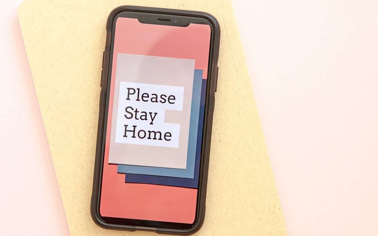 Please Stay Home on mobile phone home screen